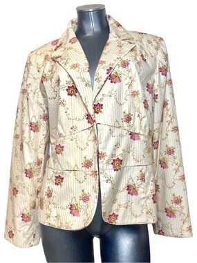 Work To Weekend Women’s 18W Floral Pinstripe Blazer Jacket Cottagecore Romantic
